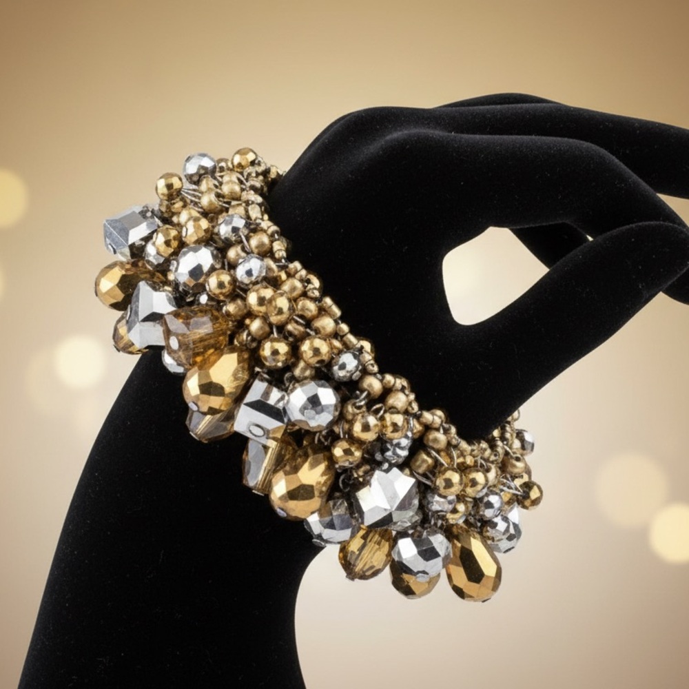 Chic Gold and Silver Beaded Bracelet